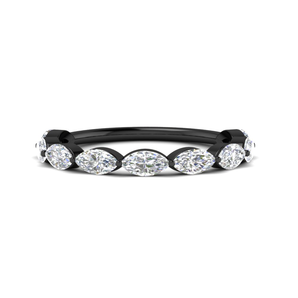 9 Stone Marquise Horizontal Diamond Black Band 2 Carat with 14K Black Gold White Diamond