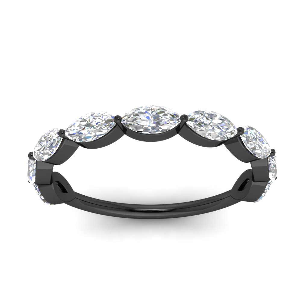 9 Stone Marquise Horizontal Diamond Black Band 2 Carat with 14K Black Gold White Diamond