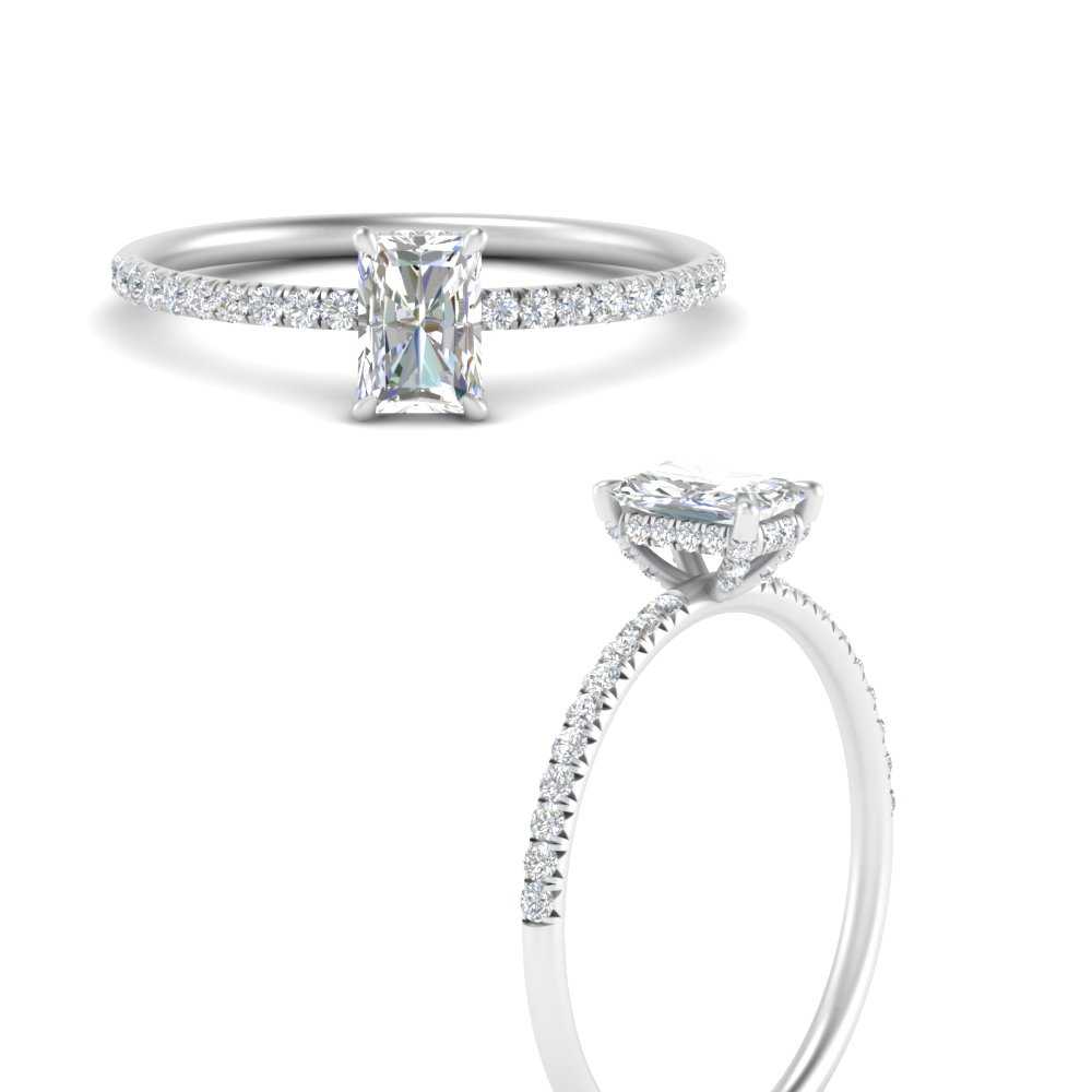 Delicate Radiant Diamond Ring For Mom In 14K White Gold | Fascinating ...