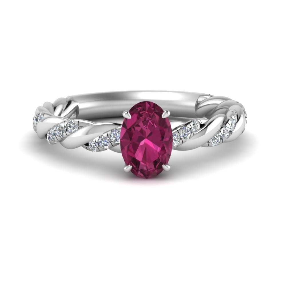 0.65 ct Round Pink Lab-Sapphire & Diamond Halo 14k White Gold Pendant & Necklace 