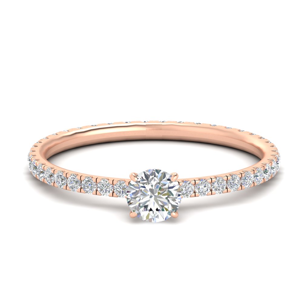 1 Ct. Round Cut Hidden Halo Engagement Ring with 14K Rose Gold White Diamond