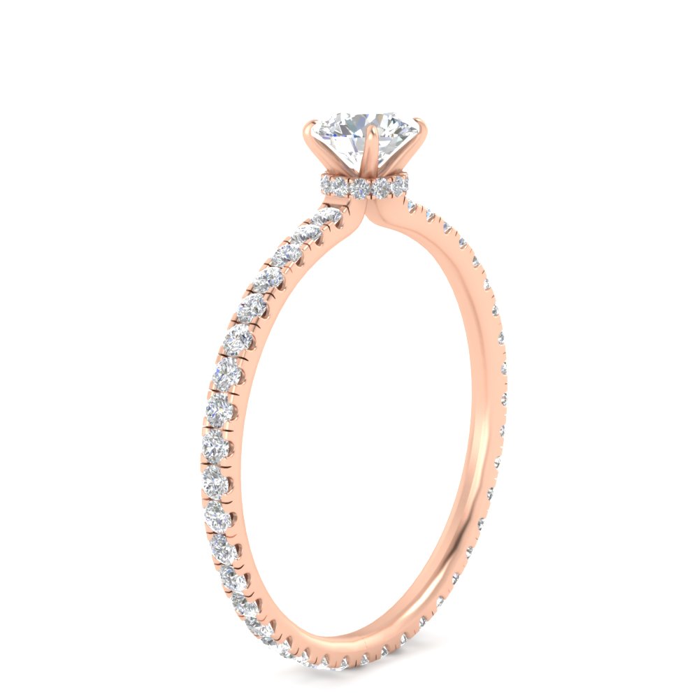 1 Ct. Round Cut Hidden Halo Engagement Ring with 14K Rose Gold White Diamond