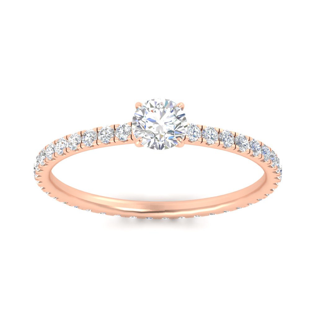 1 Ct. Round Cut Hidden Halo Engagement Ring with 14K Rose Gold White Diamond