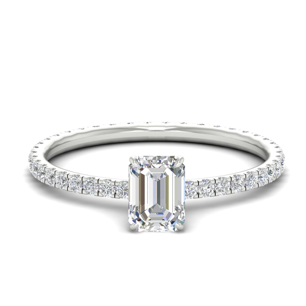 1.50 Carat Emerald Cut Lab Diamond Eternity Ring with 14K White Gold White Diamond