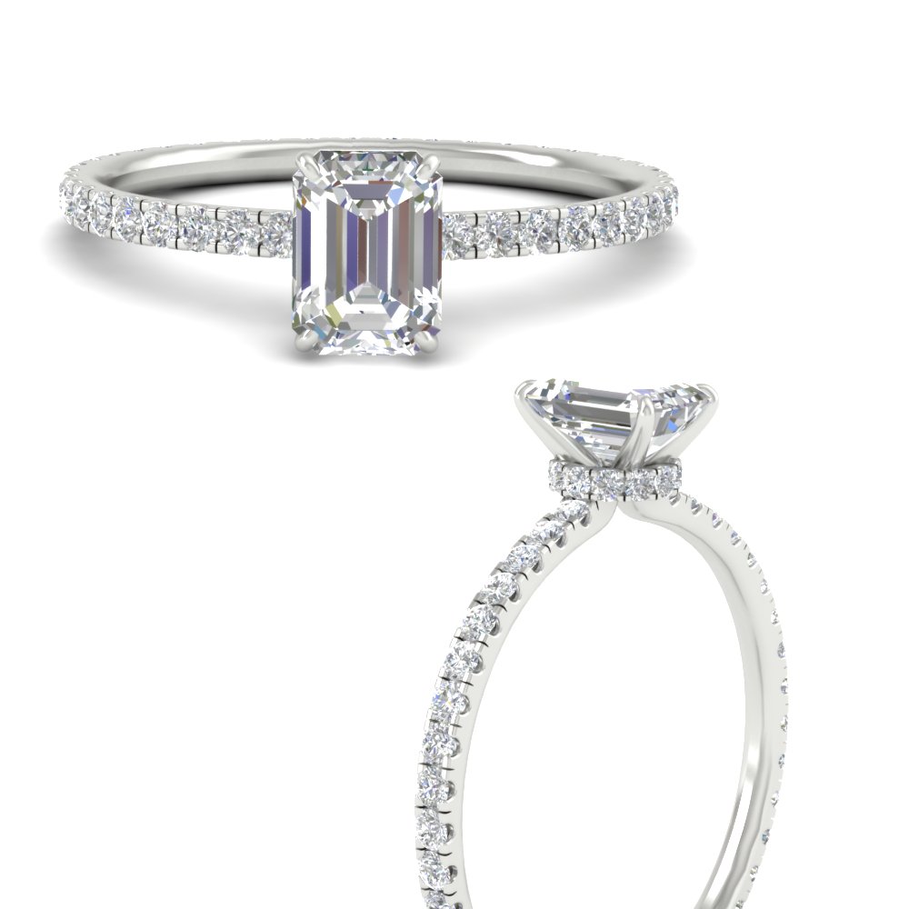 1.50 Carat Emerald Cut Lab Diamond Eternity Ring with 14K White Gold White Diamond