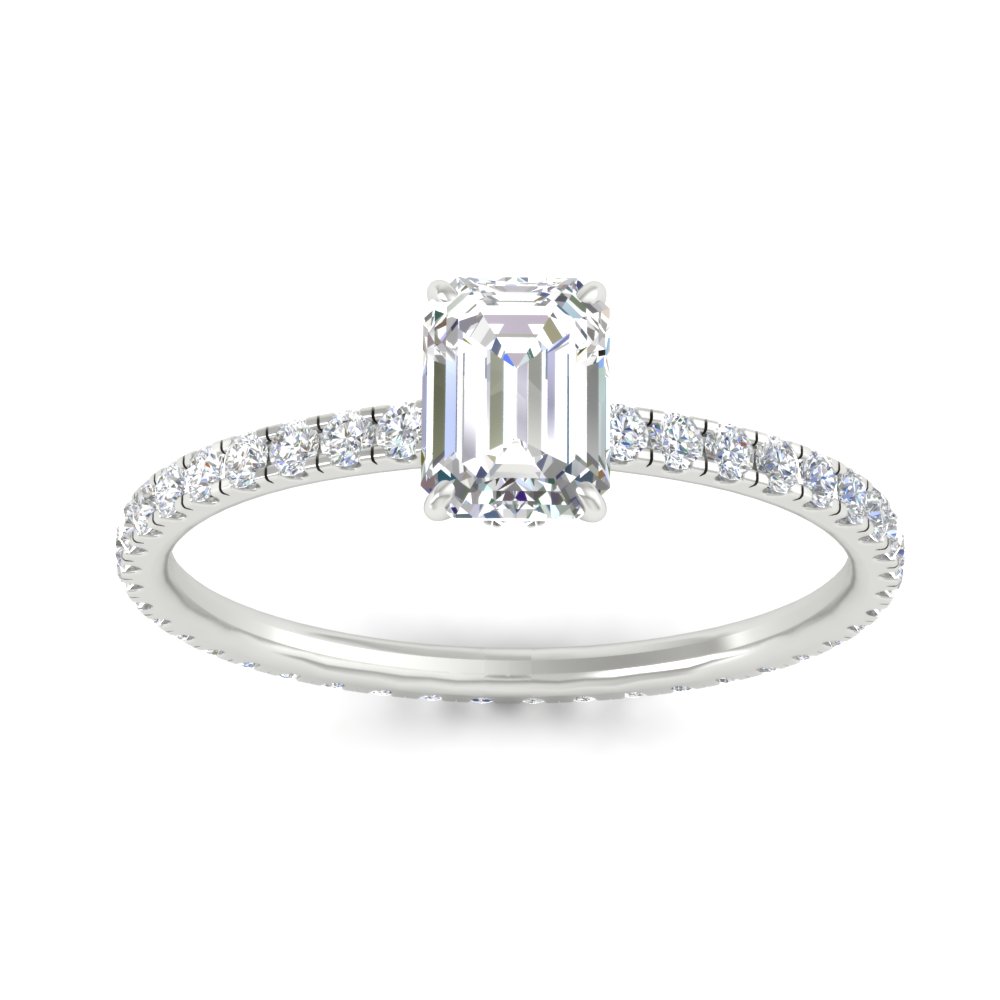 1.50 Carat Emerald Cut Lab Diamond Eternity Ring with 14K White Gold White Diamond