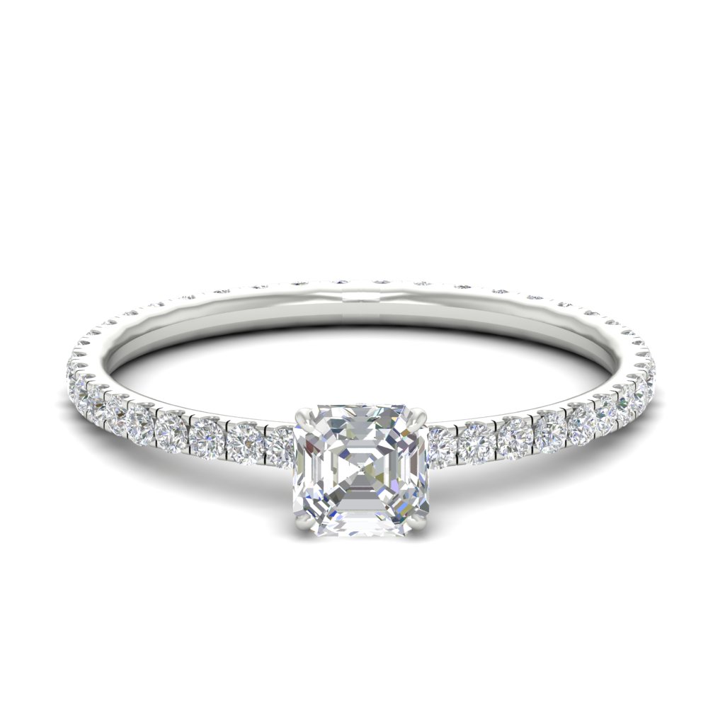 1.50 Ct. Asscher Cut Lab Diamond Engagement Ring with 14K White Gold White Diamond