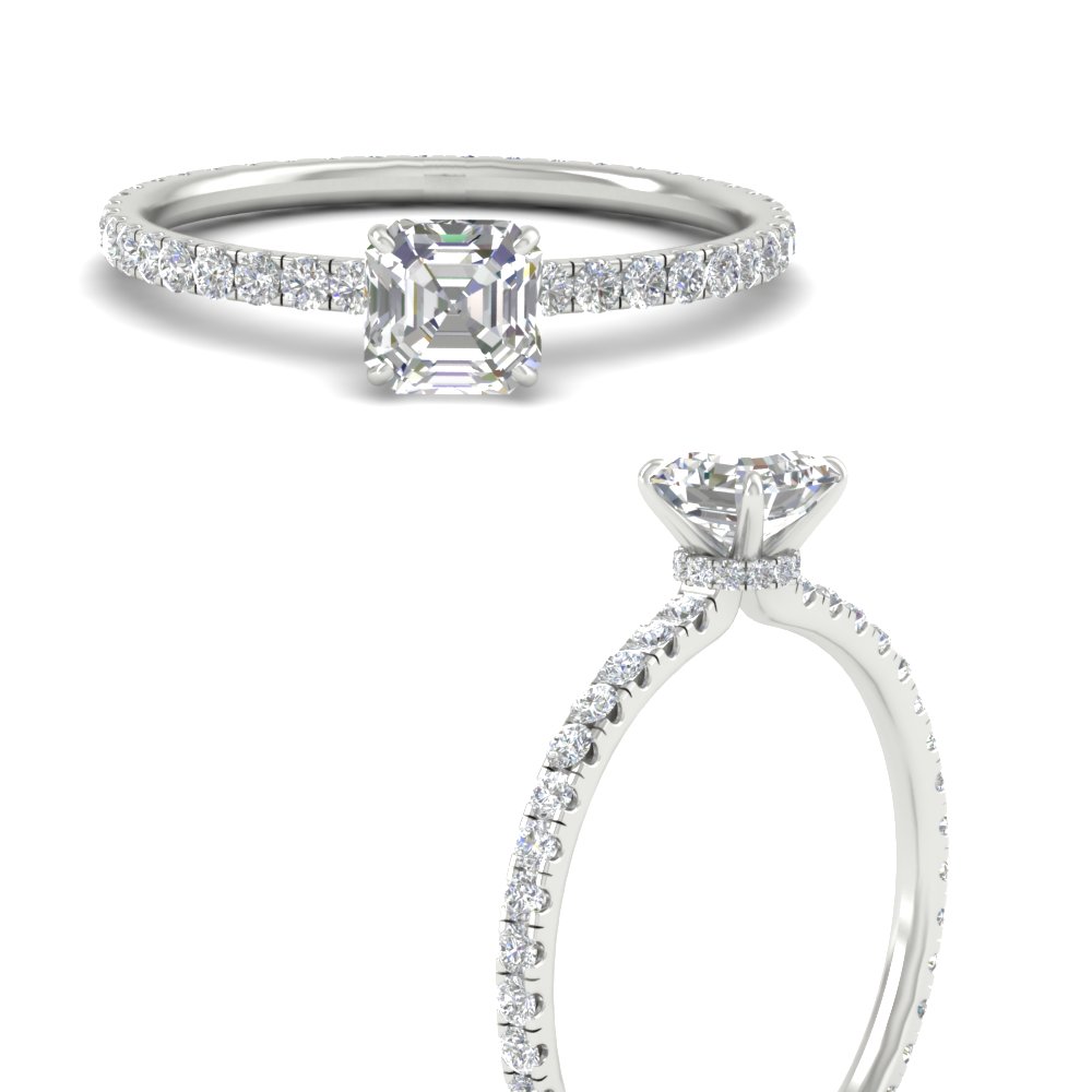 1.50 Ct. Asscher Cut Lab Diamond Engagement Ring with 14K White Gold White Diamond