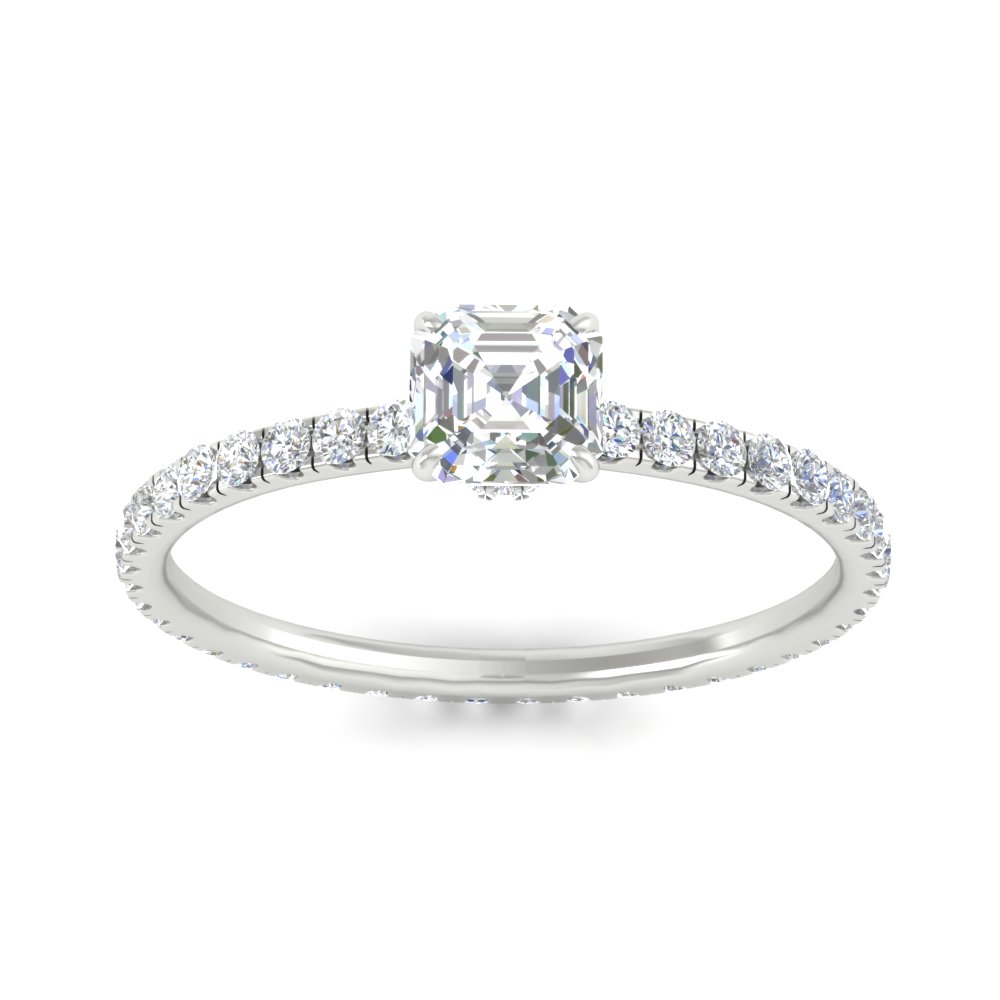 1.50 Ct. Asscher Cut Lab Diamond Engagement Ring with 14K White Gold White Diamond