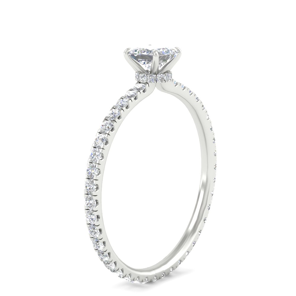 1.50 Ct. Princess Cut Lab Diamond Wedding Ring with 14K White Gold White Diamond