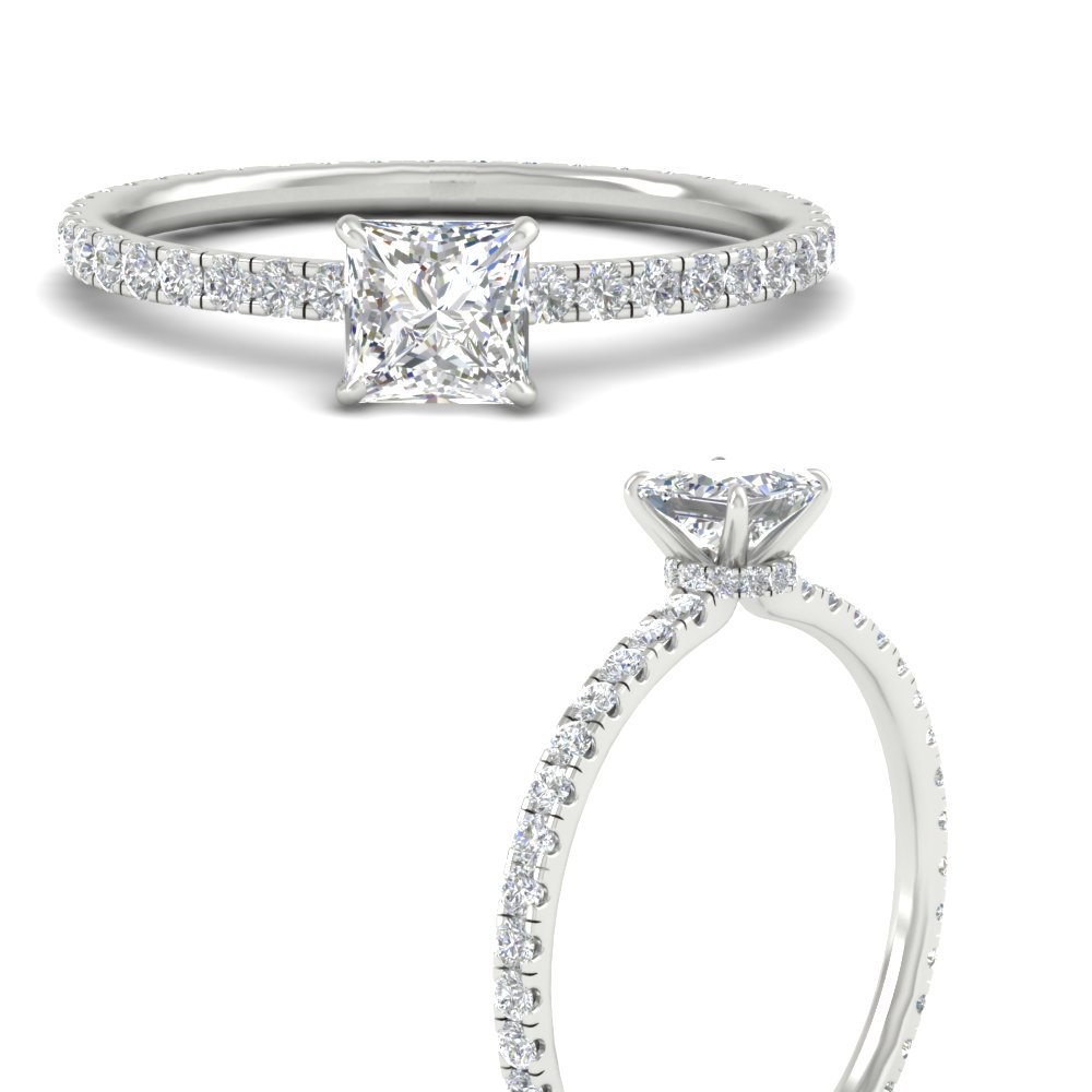 1.50 Ct. Princess Cut Lab Diamond Wedding Ring with 14K White Gold White Diamond