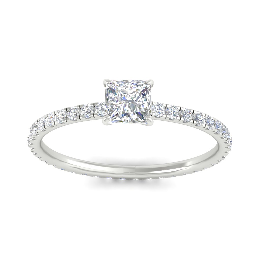 1.50 Ct. Princess Cut Lab Diamond Wedding Ring with 14K White Gold White Diamond