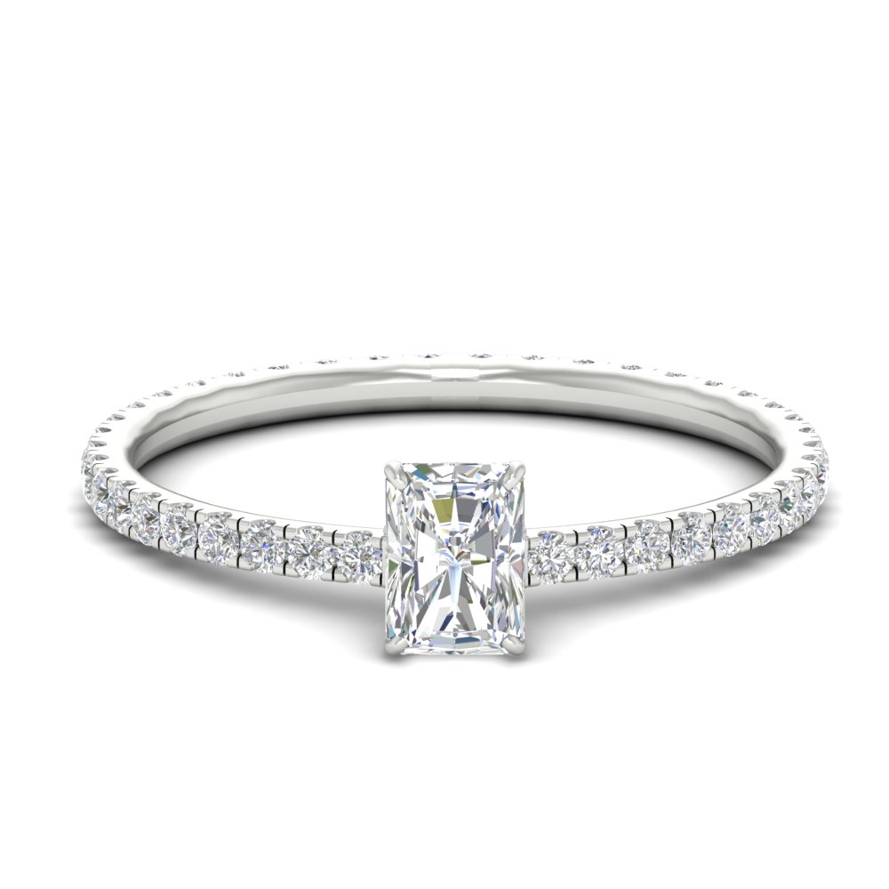 1.50 Ct. Radiant Cut Lab Diamond Eternity Engagement Ring with 14K White Gold White Diamond