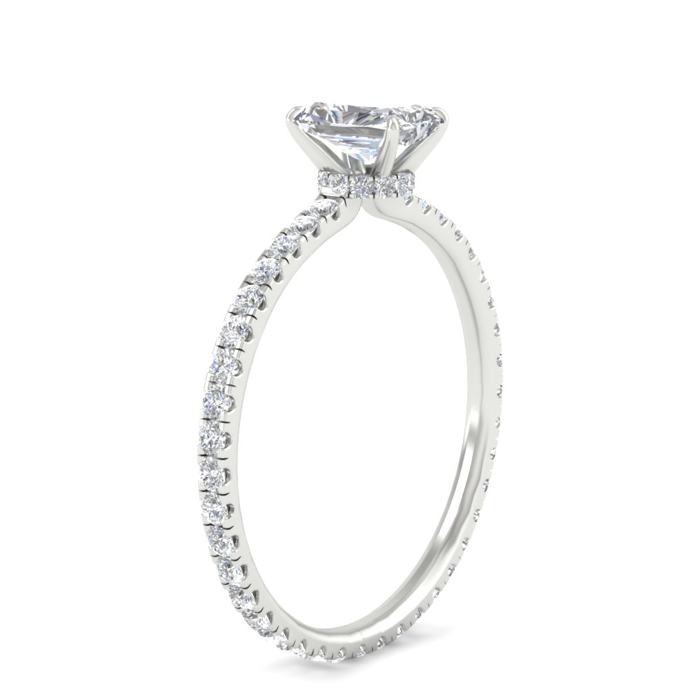 1.50 Ct. Radiant Cut Lab Diamond Eternity Engagement Ring with 14K White Gold White Diamond