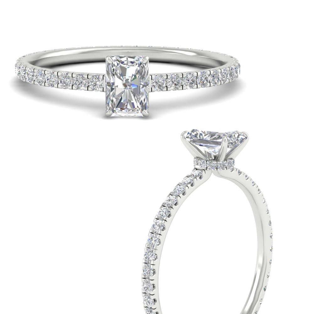 1.50 Ct. Radiant Cut Lab Diamond Eternity Engagement Ring with 14K White Gold White Diamond