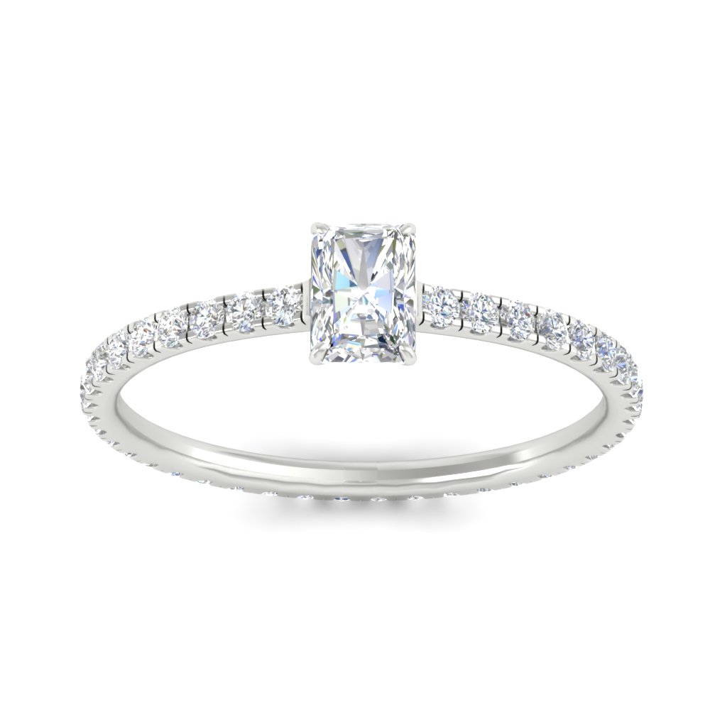 1.50 Ct. Radiant Cut Lab Diamond Eternity Engagement Ring with 14K White Gold White Diamond
