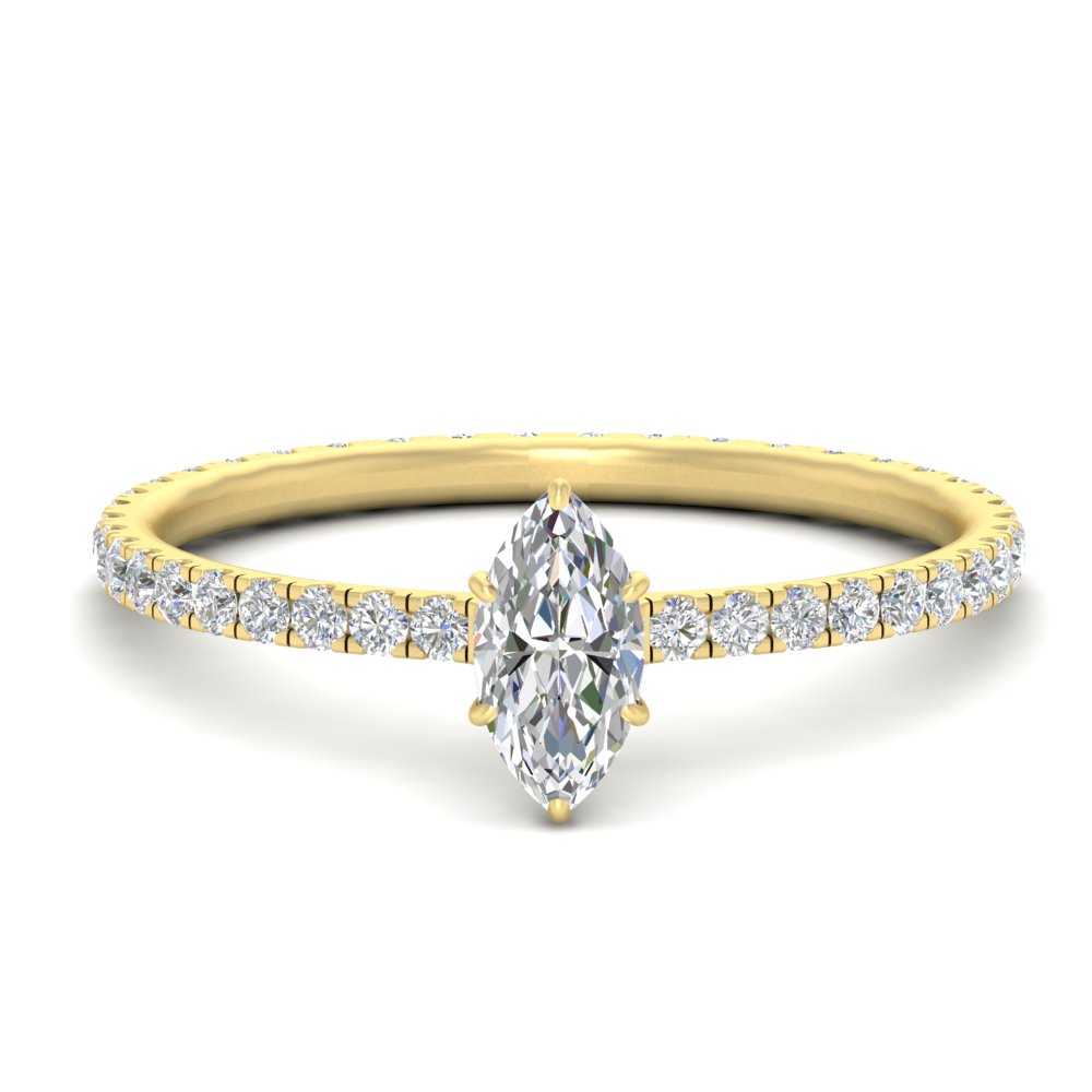 2 Carat Hidden Halo Lab Diamond Marquise Cut Ring with 14K Yellow Gold White Diamond