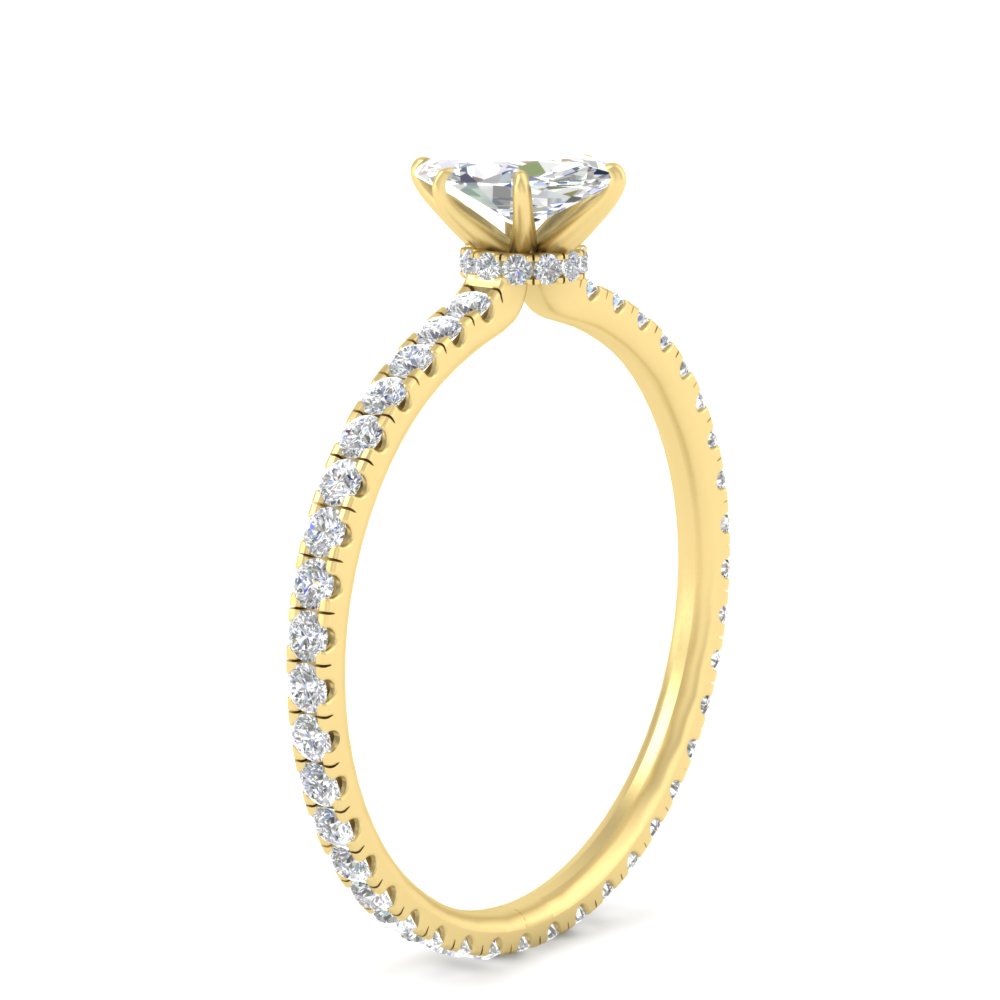 2 Carat Hidden Halo Lab Diamond Marquise Cut Ring with 14K Yellow Gold White Diamond