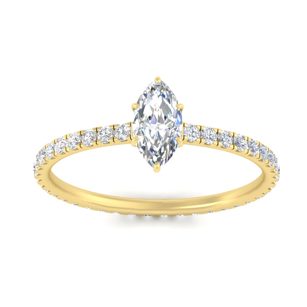 2 Carat Hidden Halo Lab Diamond Marquise Cut Ring with 14K Yellow Gold White Diamond