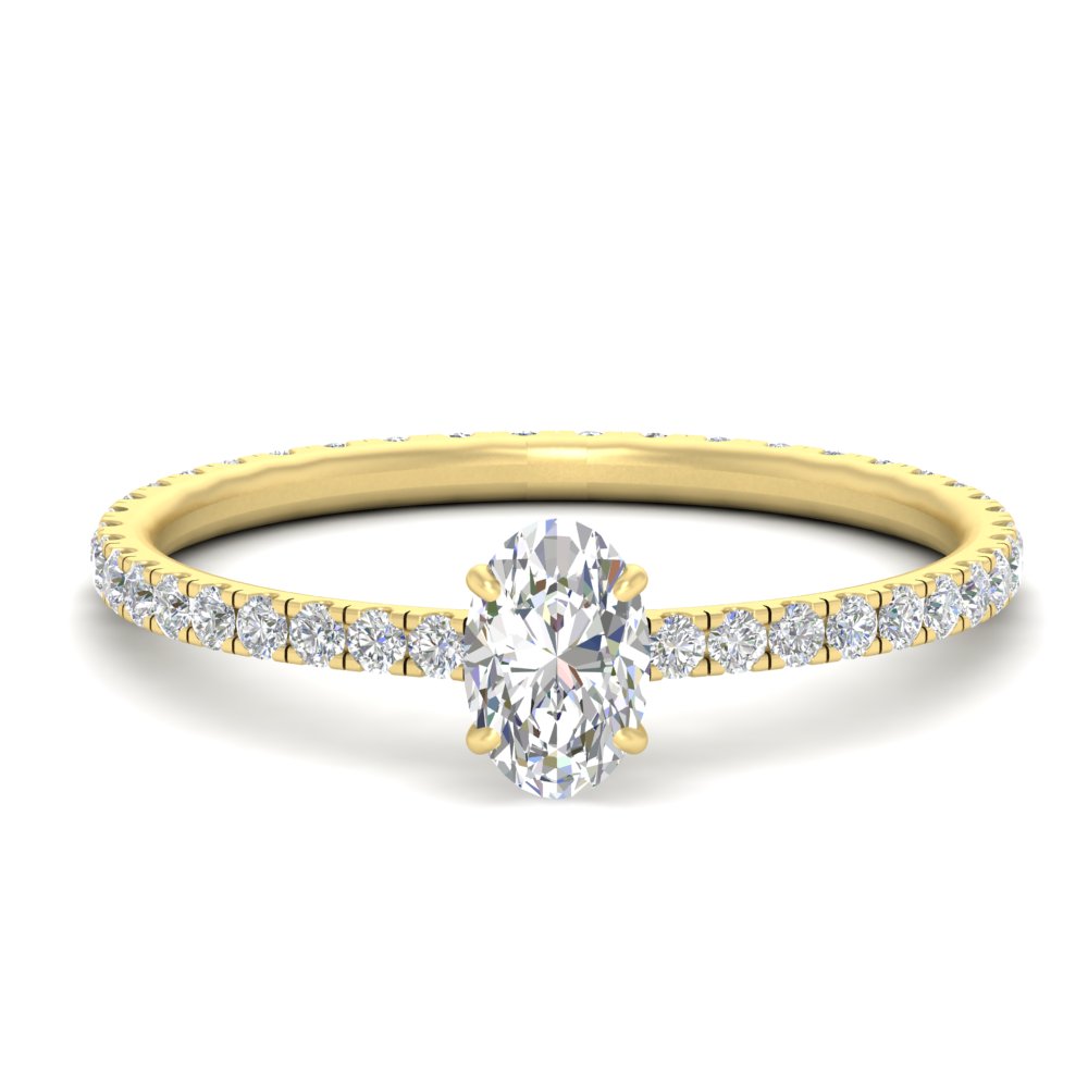 2 Carat Hidden Halo Oval Lab Diamond Engagement Ring with 14K Yellow Gold White Diamond