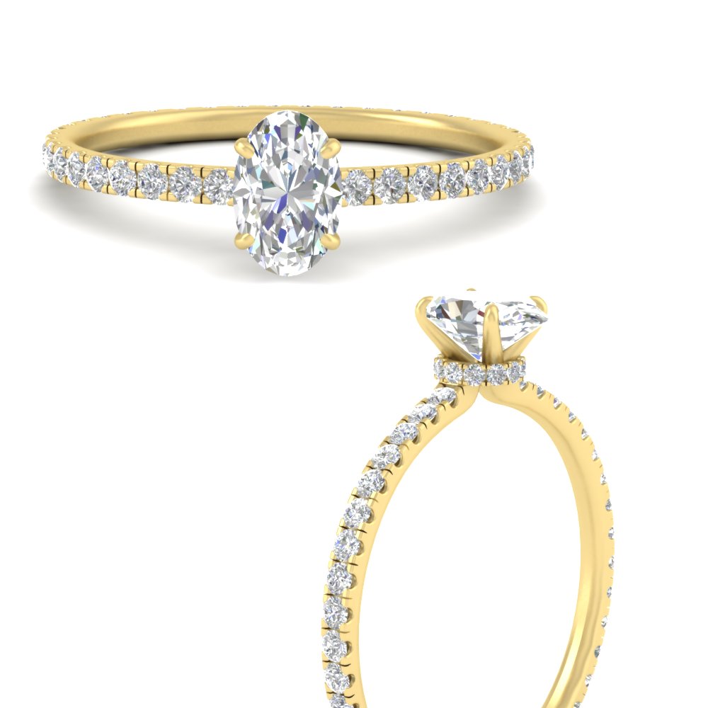 2 Carat Hidden Halo Oval Lab Diamond Engagement Ring with 14K Yellow Gold White Diamond