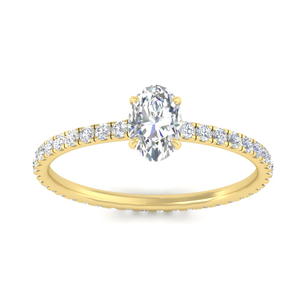 2 Carat Hidden Halo Oval Lab Diamond Engagement Ring with 14K Yellow Gold White Diamond