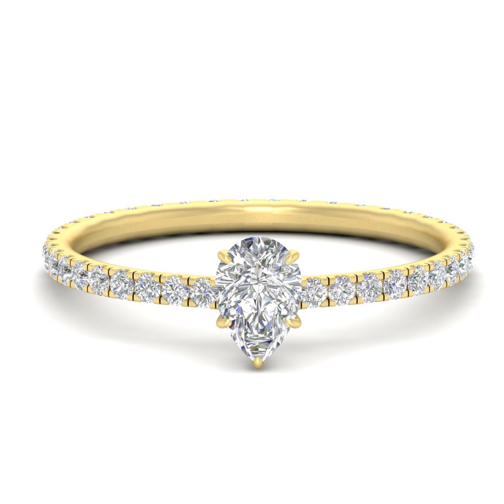 2 Ct. Pear Shaped Lab Diamond Eternity Ring with 14K Yellow Gold White Diamond