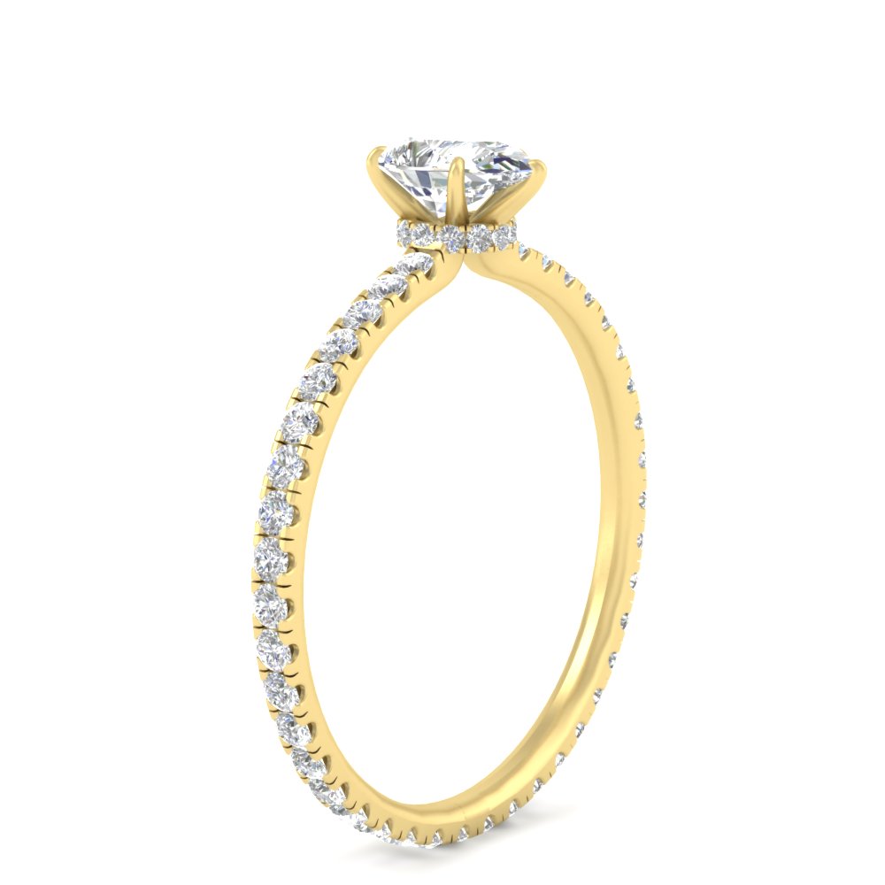 2 Ct. Pear Shaped Lab Diamond Eternity Ring with 14K Yellow Gold White Diamond