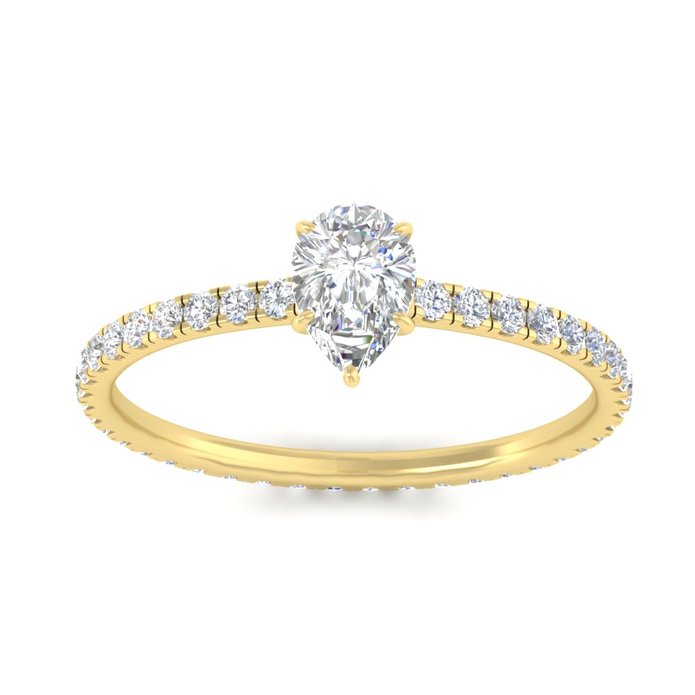 2 Ct. Pear Shaped Lab Diamond Eternity Ring with 14K Yellow Gold White Diamond