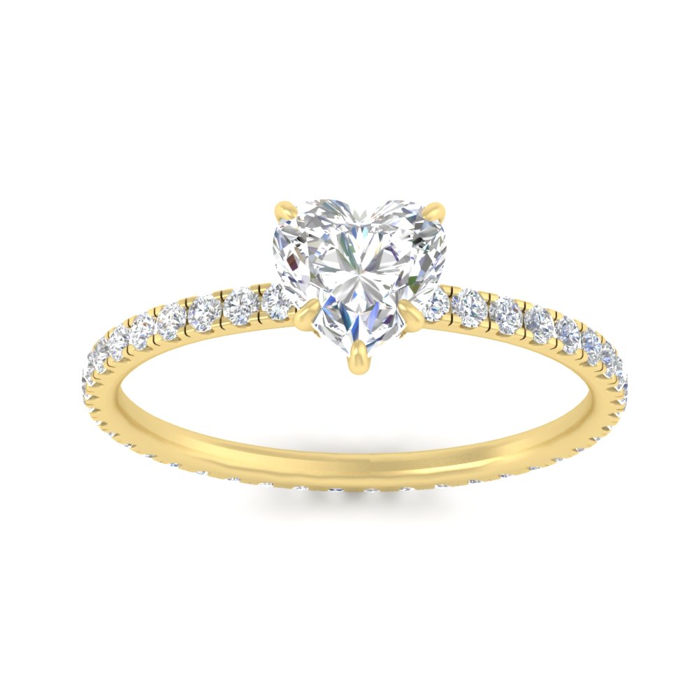 2 Ctw. Heart Shaped Lab Diamond Wedding Ring with 14K Yellow Gold White Diamond