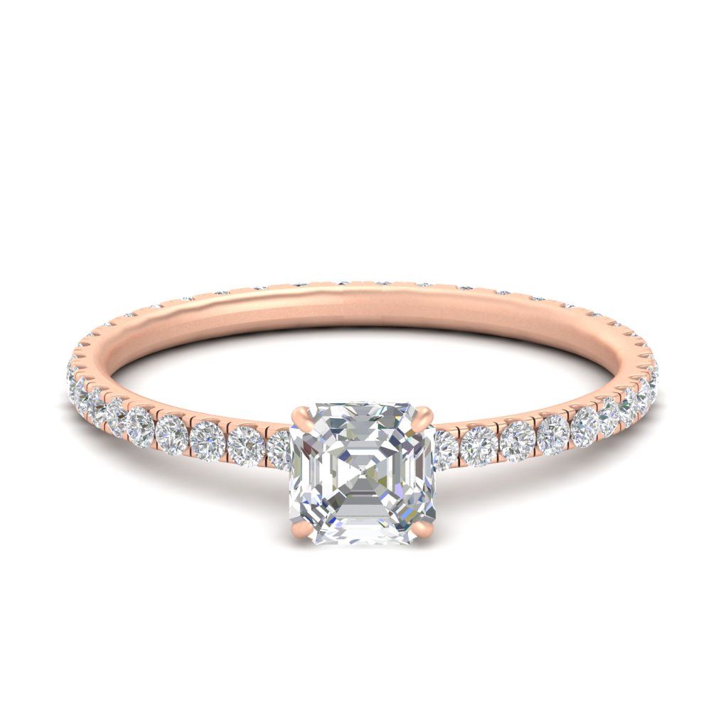 2.50 Carat Asscher Cut Lab Diamond Beautiful Ring with 14K Rose Gold White Diamond