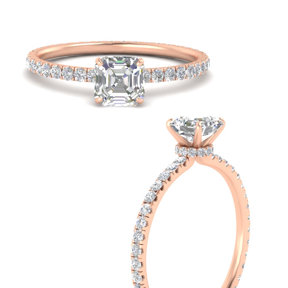 2.50 Carat Asscher Cut Lab Diamond Beautiful Ring with 14K Rose Gold White Diamond