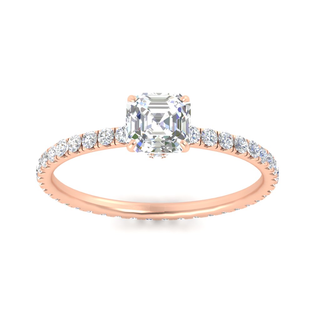 2.50 Carat Asscher Cut Lab Diamond Beautiful Ring with 14K Rose Gold White Diamond