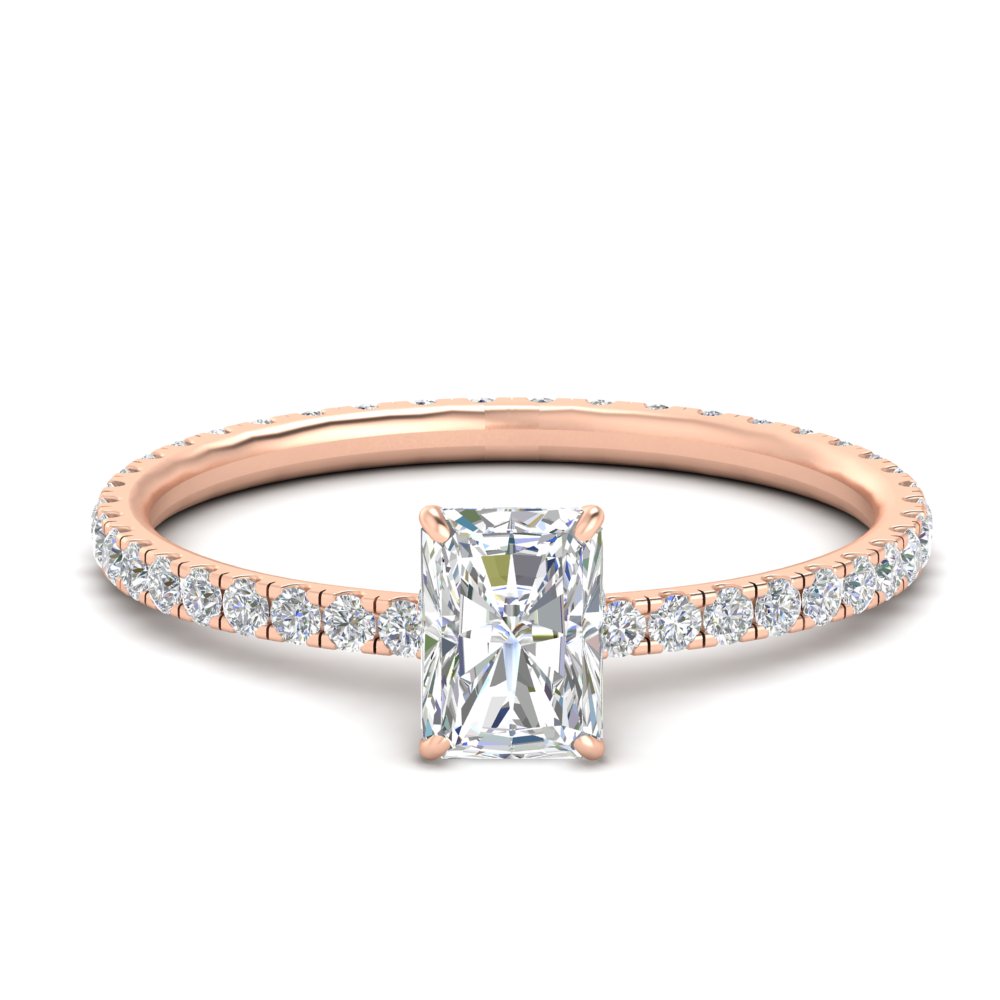 2.50 Carat Radiant Cut Lab Diamond Wedding Ring with 14K Rose Gold White Diamond