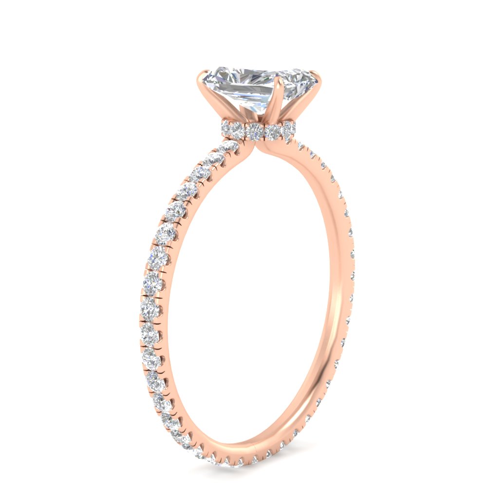2.50 Carat Radiant Cut Lab Diamond Wedding Ring with 14K Rose Gold White Diamond