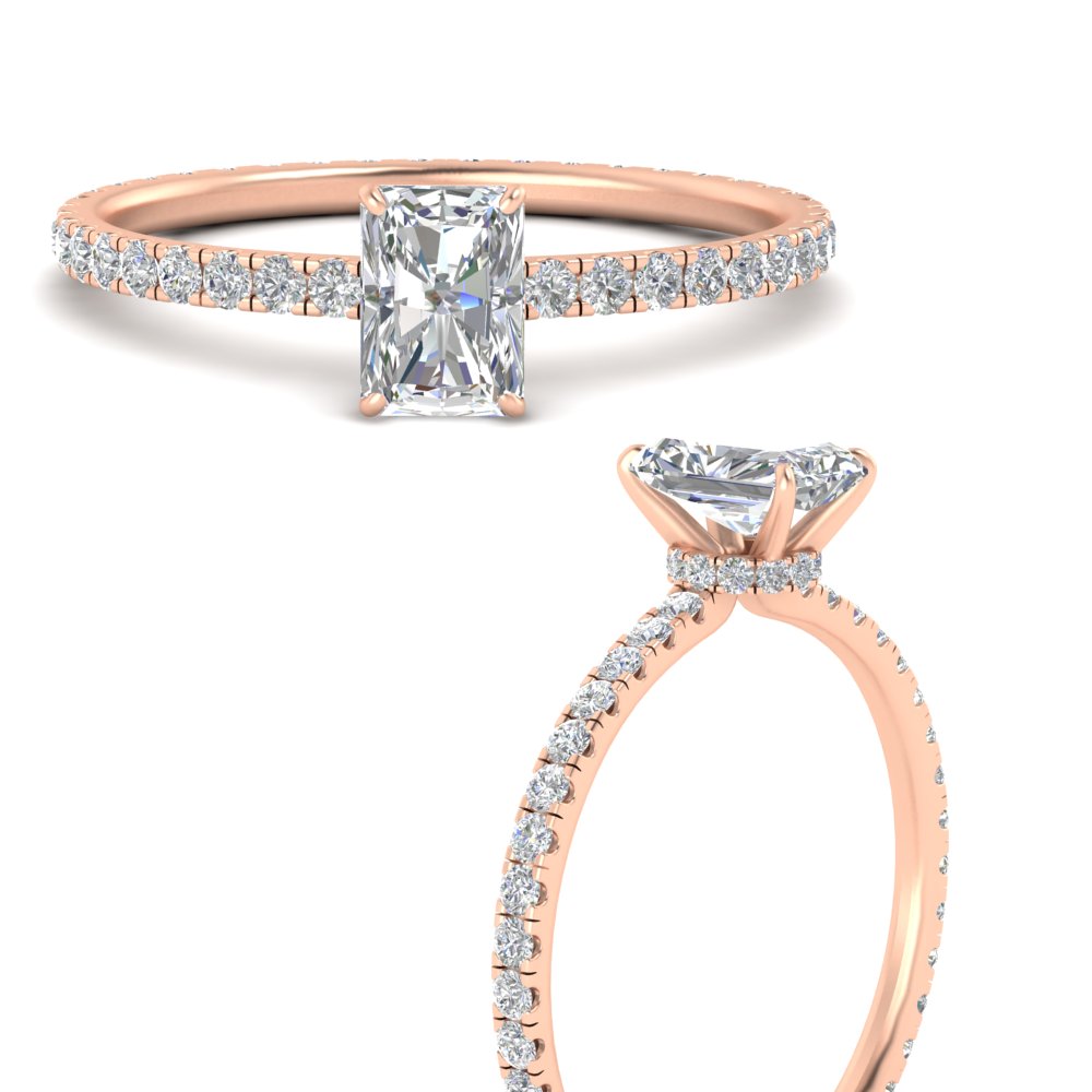 2.50 Carat Radiant Cut Lab Diamond Wedding Ring with 14K Rose Gold White Diamond