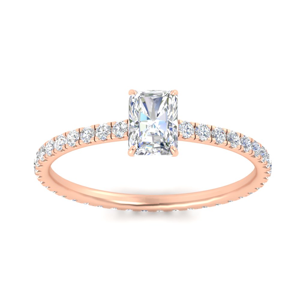 2.50 Carat Radiant Cut Lab Diamond Wedding Ring with 14K Rose Gold White Diamond
