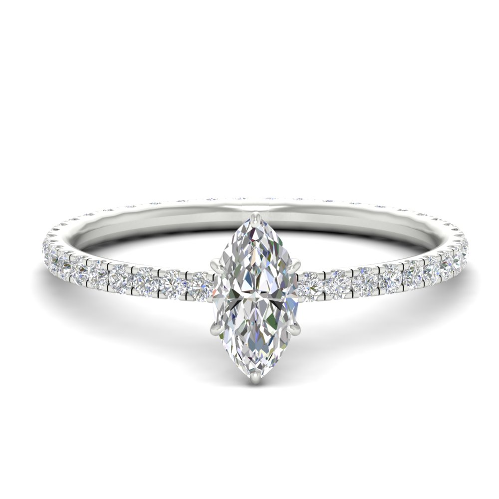 3 Ct. Marquise Cut Under Halo Lab Diamond Eternity Ring with 14K White Gold White Diamond
