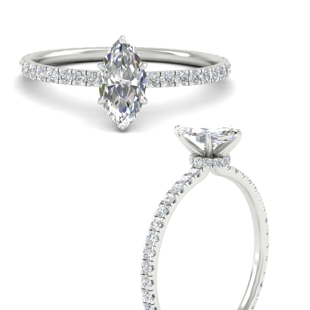 3 Ct. Marquise Cut Under Halo Lab Diamond Eternity Ring with 14K White Gold White Diamond