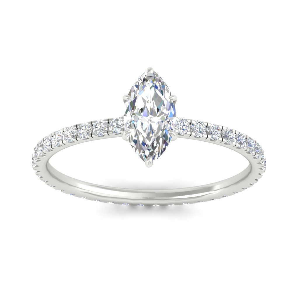 3 Ct. Marquise Cut Under Halo Lab Diamond Eternity Ring with 14K White Gold White Diamond