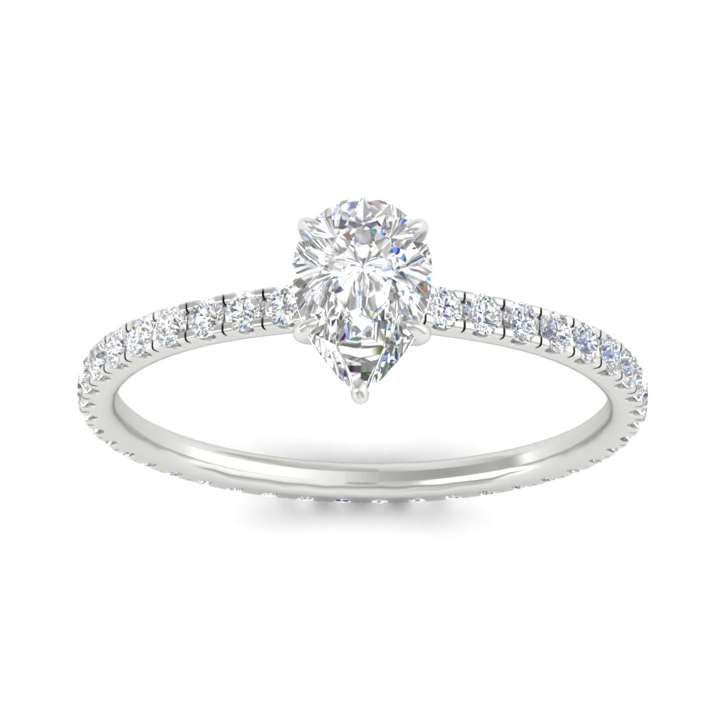 3 Carat Pear Shaped Lab Diamond wedding Ring with 14K White Gold White Diamond