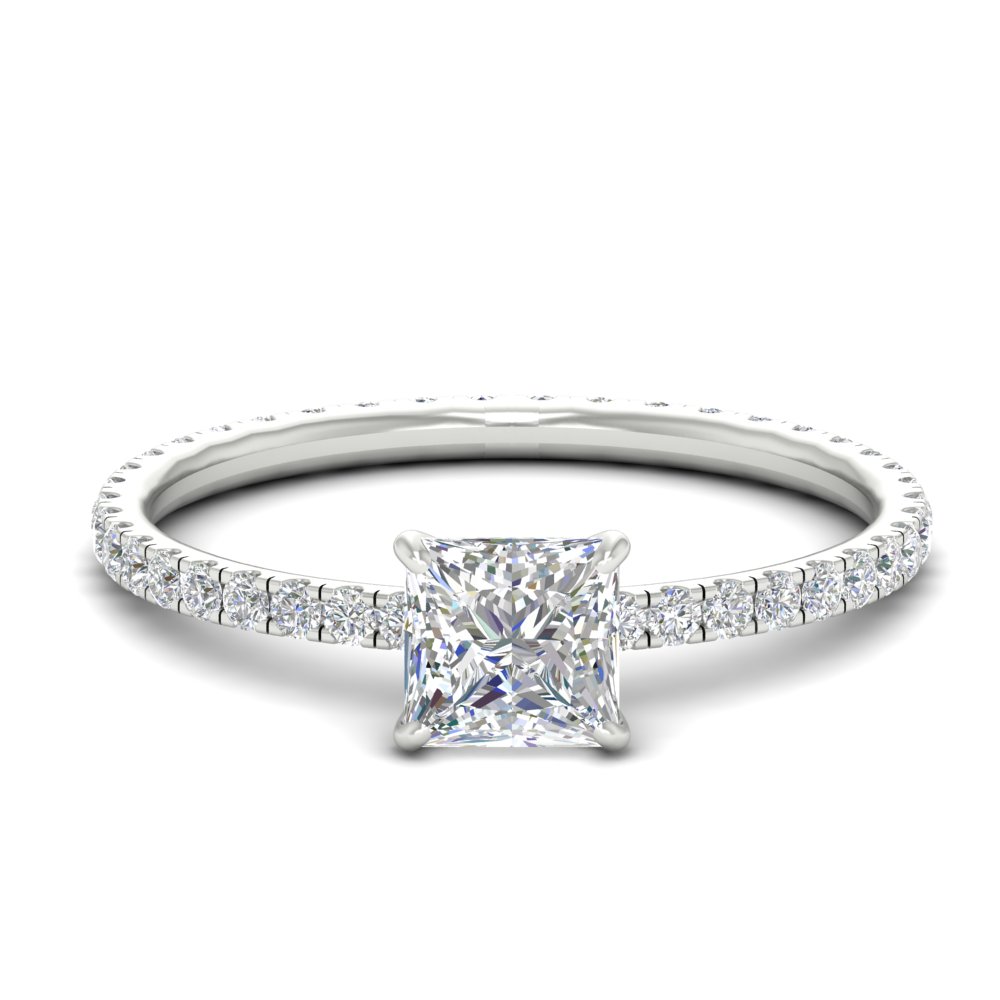 3 Carat Princess Cut Lab Diamond Full Eternity Ring with 14K White Gold White Diamond