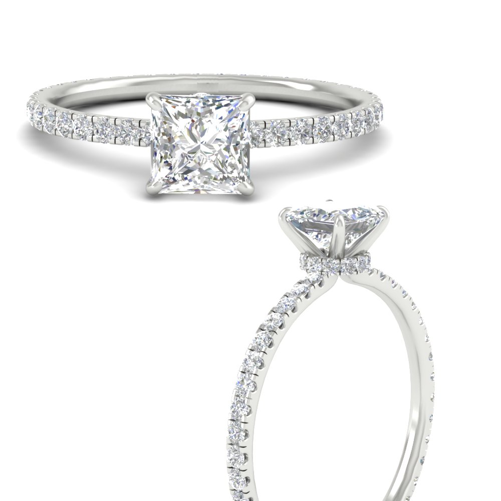 3 Carat Princess Cut Lab Diamond Full Eternity Ring with 14K White Gold White Diamond