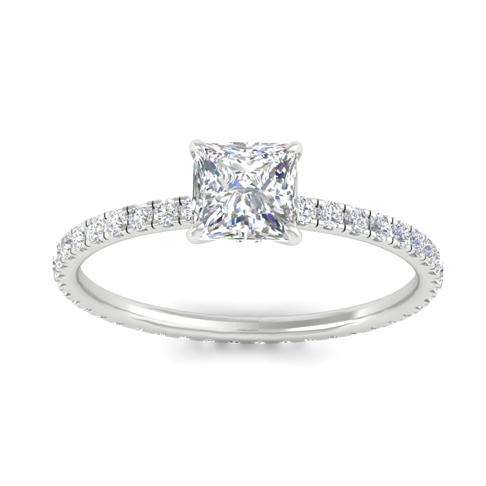 3 Carat Princess Cut Lab Diamond Full Eternity Ring with 14K White Gold White Diamond