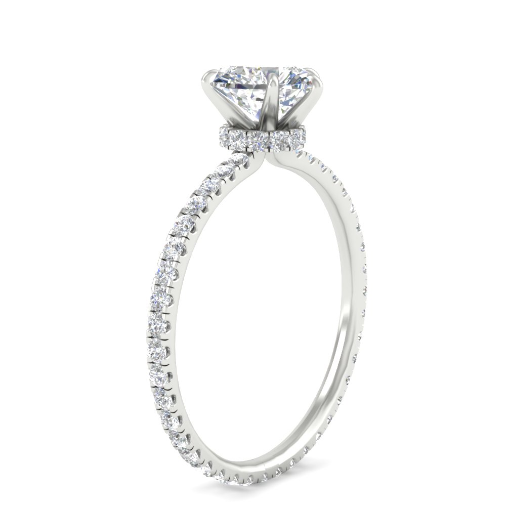 3 Ct. Full Eternity Heart Shaped Lab Diamond Engagement Ring with 14K White Gold White Diamond