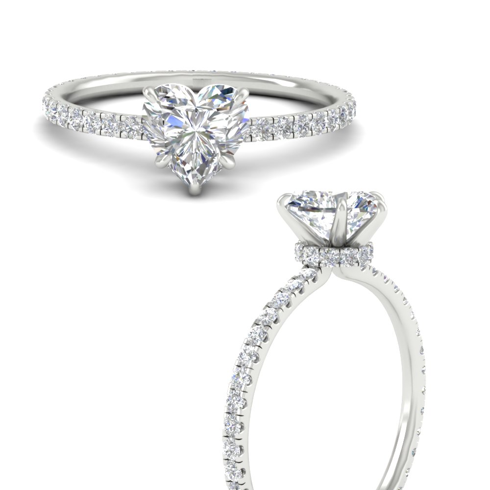 3 Ct. Full Eternity Heart Shaped Lab Diamond Engagement Ring with 14K White Gold White Diamond