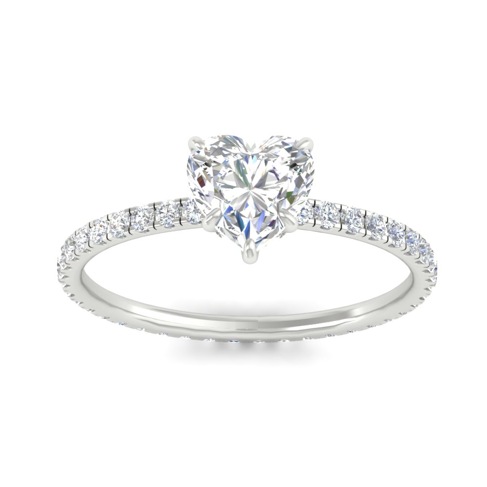 3 Ct. Full Eternity Heart Shaped Lab Diamond Engagement Ring with 14K White Gold White Diamond