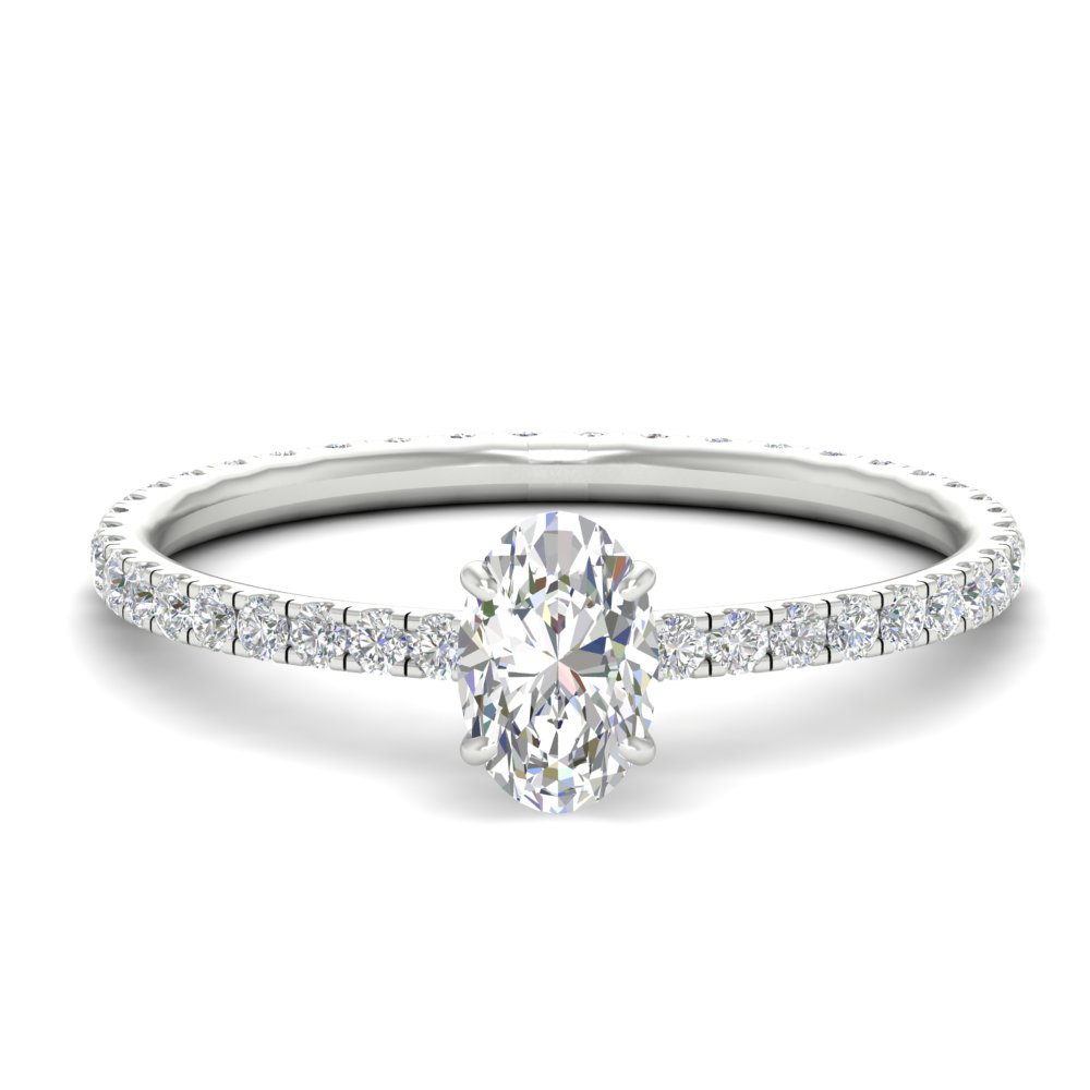 3 Ctw Oval Shaped Hidden Halo Lab Diamond Eternity Ring with 14K White Gold White Diamond