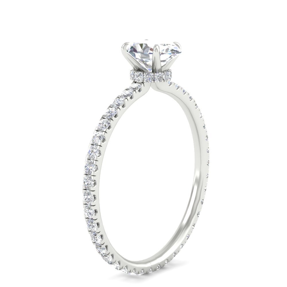 3 Ctw Oval Shaped Hidden Halo Lab Diamond Eternity Ring with 14K White Gold White Diamond