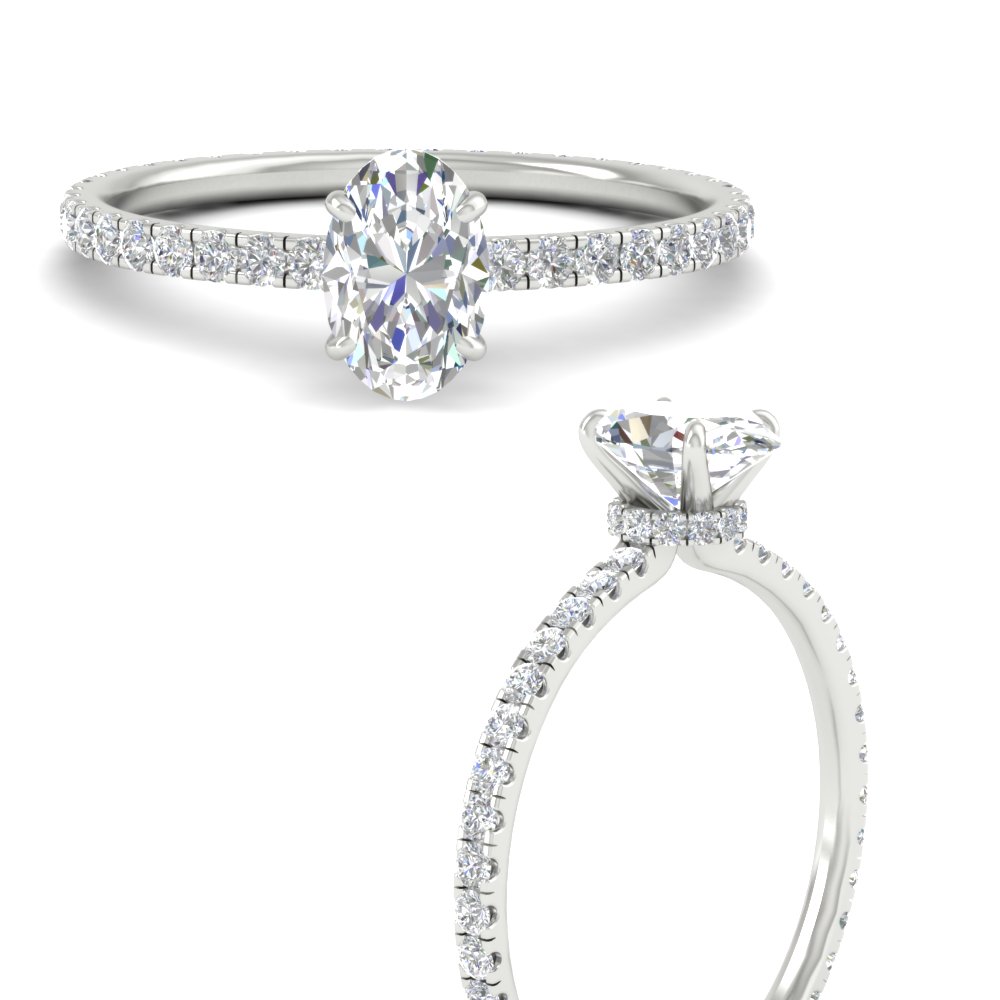 3 Ctw Oval Shaped Hidden Halo Lab Diamond Eternity Ring with 14K White Gold White Diamond